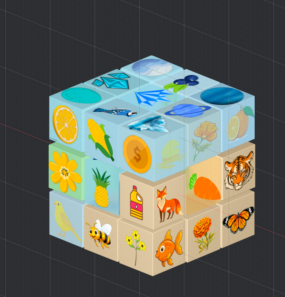 
      The new design significantly improves usability and engagement. Previously, the icons existed as separate elements, which could sometimes make interactions feel disjointed. By integrating the images directly onto the cube faces, the model now feels more fluid and intuitive.